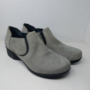DANSKO Lynn Womens EU 39 US 8/8.5 Grey Nubuck Leather Clogs Shoes heel Booties